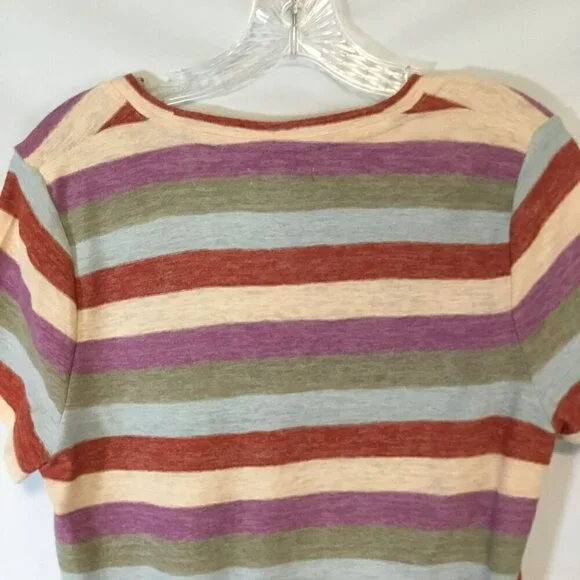 Madewell Striped tee Multicolor Short Sleeve Scoop Neck Women's Sz Medium Cotton - Picture 6 of 10